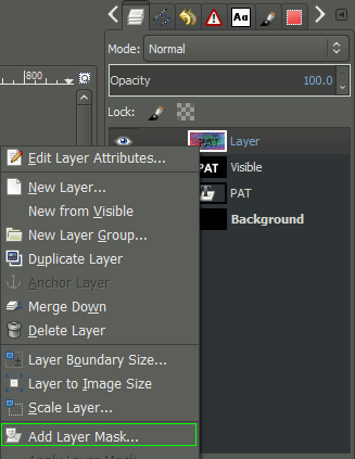 GIMP add layer mask