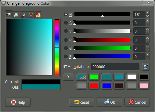 GIMP change foreground color dialog