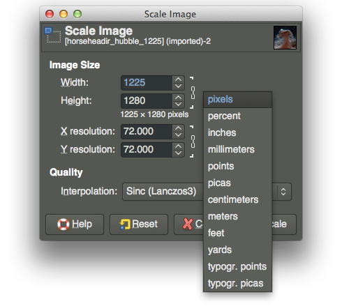 GIMP Scale Image Value Types