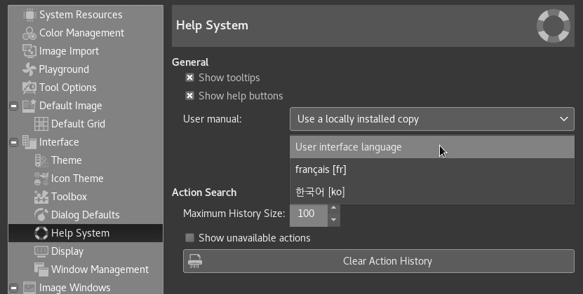 manual localization in preferences