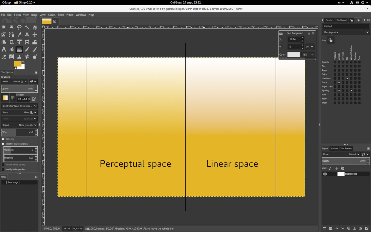 Gradient tool in linear space