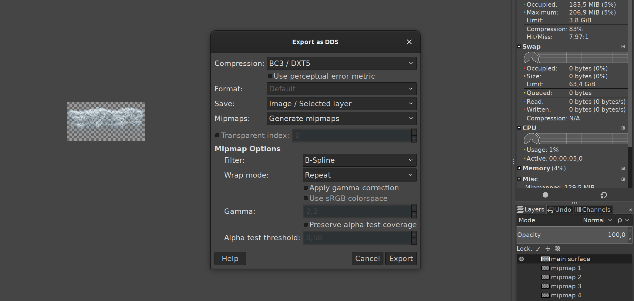 DDS exporting options