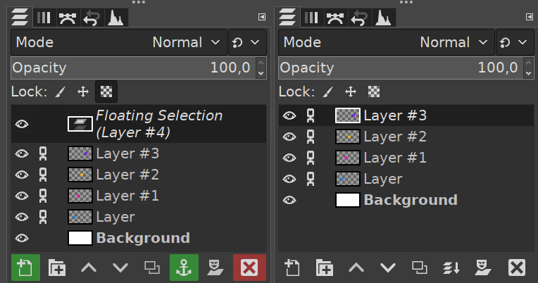 Consolidated UI for merging layers and anchoring floating selections