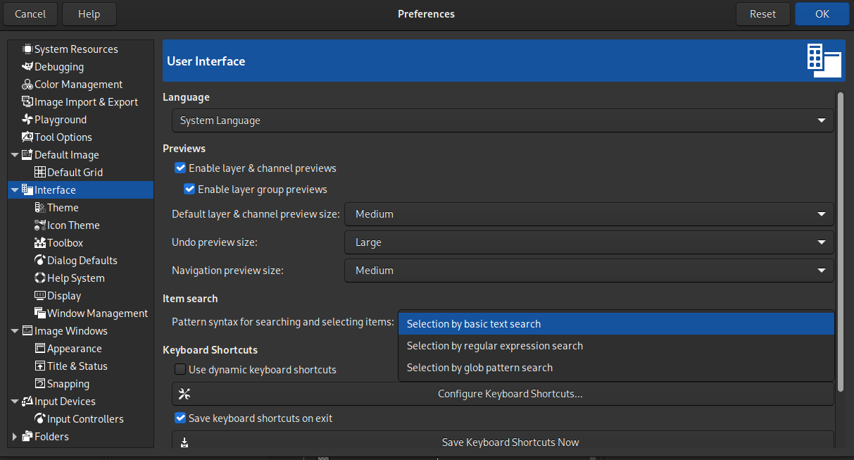 Layer sets settings