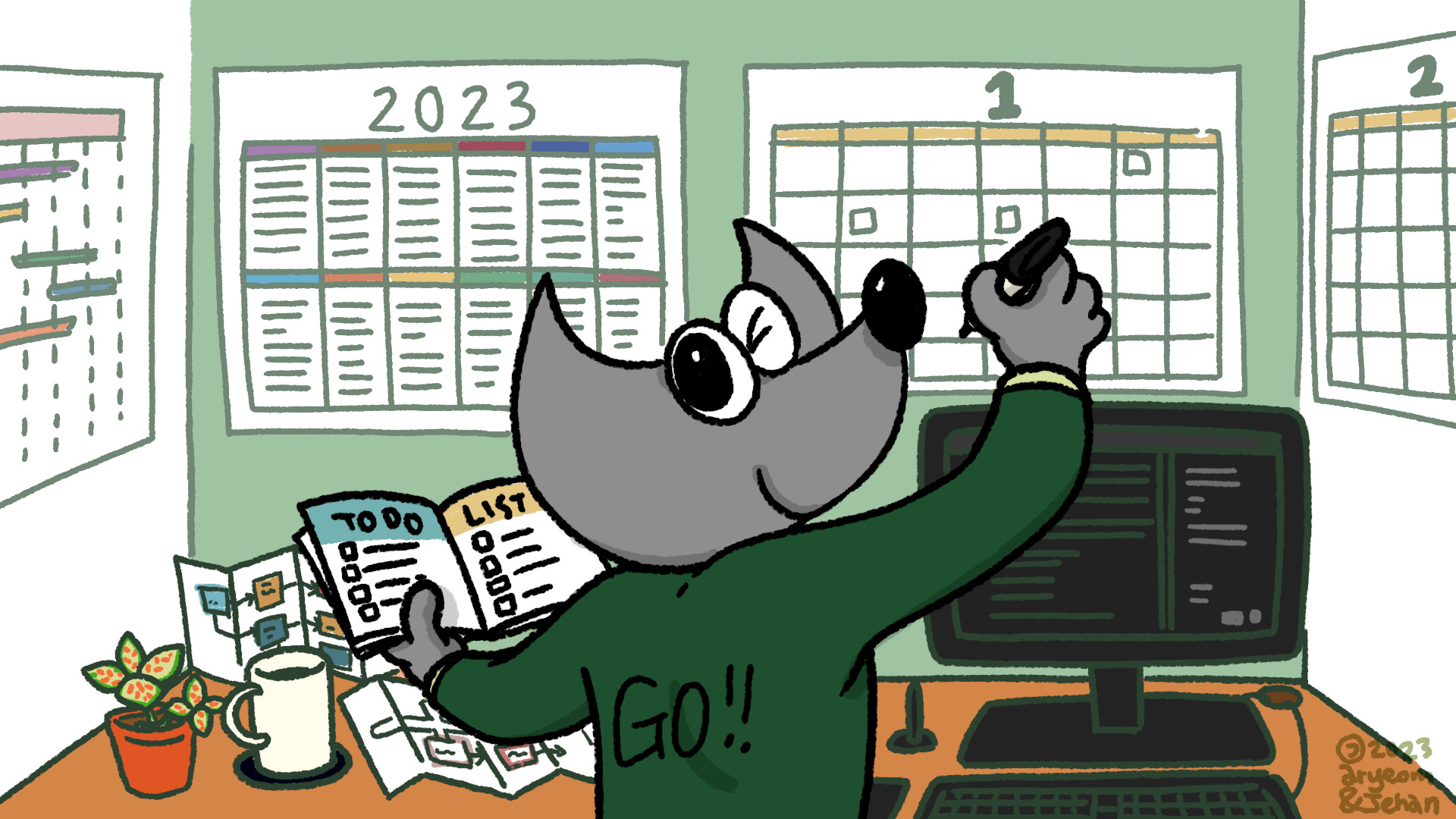 Go 2023 - Wilber and co. comics strip by Aryeom