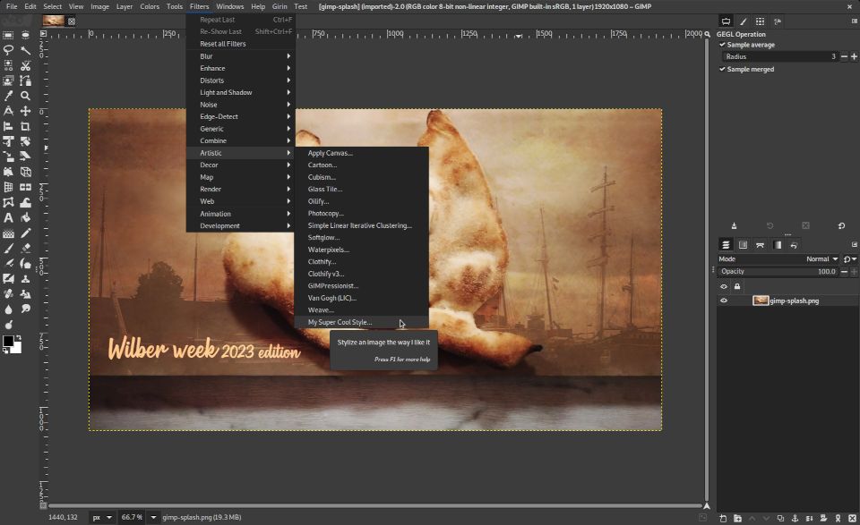 Easily adding a third-party filter to menus in GIMP 2.99.16