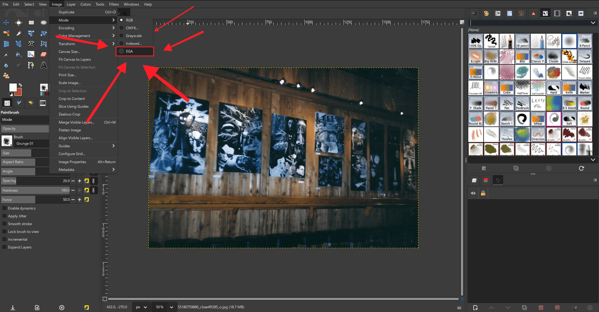 In-progress EGA color mode menu option