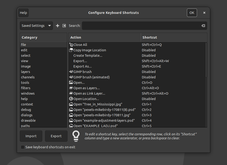 In-progress updates to Keyboard Shortcut UI, by Akascape