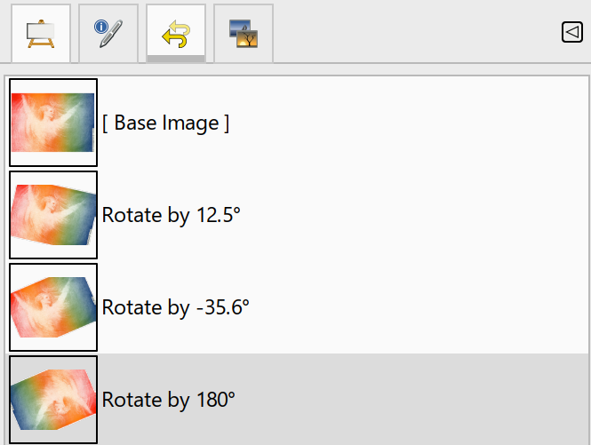 Screenshot of Undo History with Rotation Angles shown, from Liam's patch