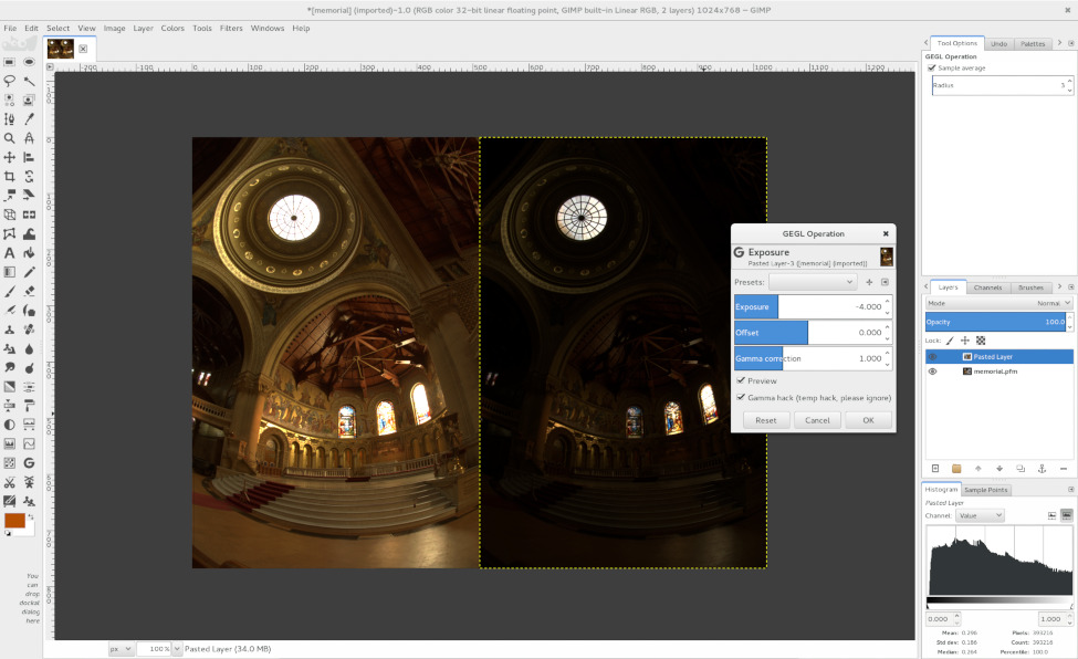 Adjusting exposure of a 32-bit float PFM file