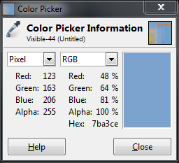 GIMP Color Picker Pixel View