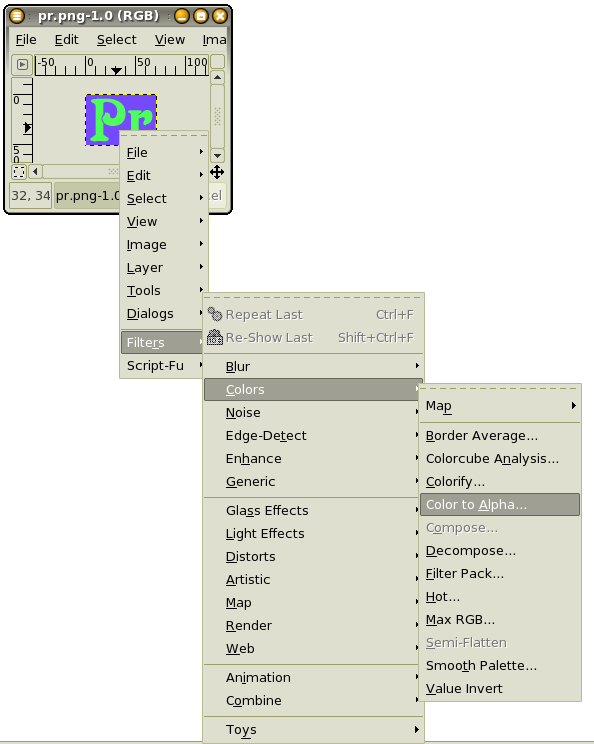 Gimp Color Chart