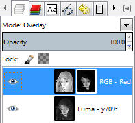GIMP Layer Palette with layer mask