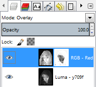 GIMP Layer Palette with inverted mask