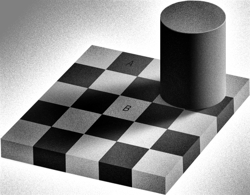 checkerboard luminosity optical illusion