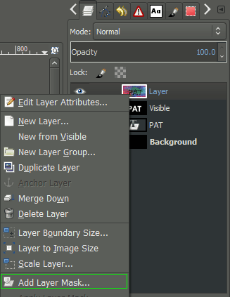 GIMP adiciona máscara de camada
