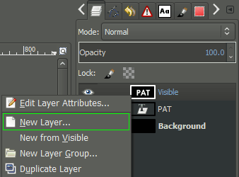 GIMP new layer context menu