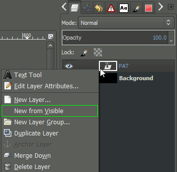 GIMP context new layer from visible