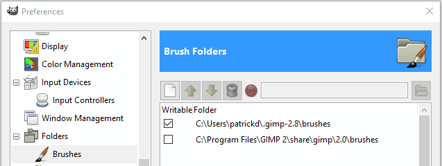 GIMP Preferences Folders